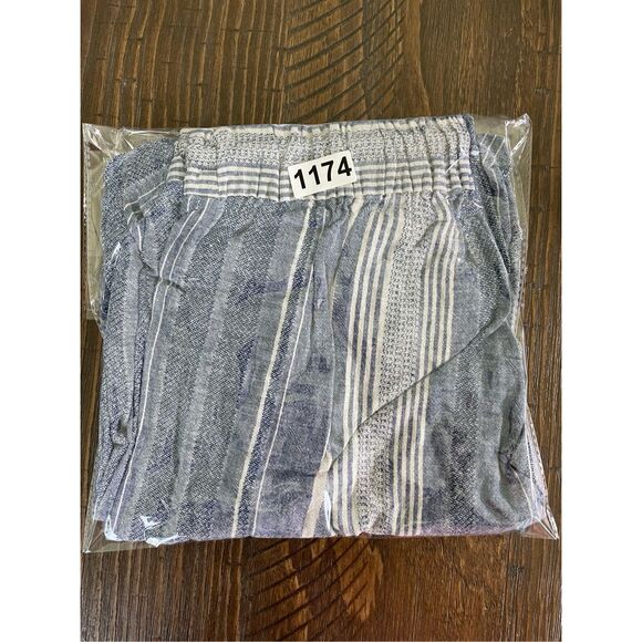 Coastal Linen Split Leg Pants Express Women XS Blue White Striped Beachy Relaxed - Picture 10 of 10